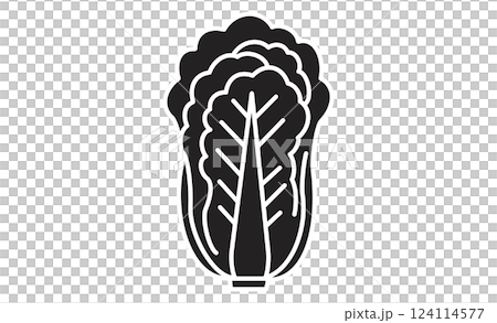 シンプルなレタスの線画イラストアイコン シンプルなレタスの線画イラストアイコン 124114577