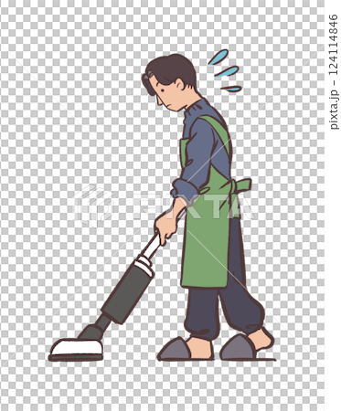 A male sucking a vacuum cleaner 124114846
