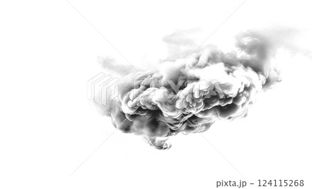 「煙 / 雲」モノクロ 透過PNG（AI : Fireflyによる生成） 124115268