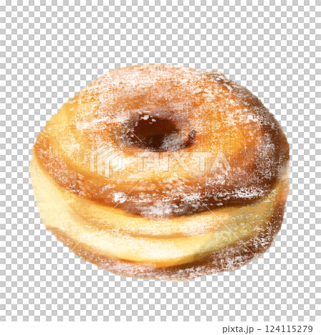 Sugar donut drawn with watercolor 124115279