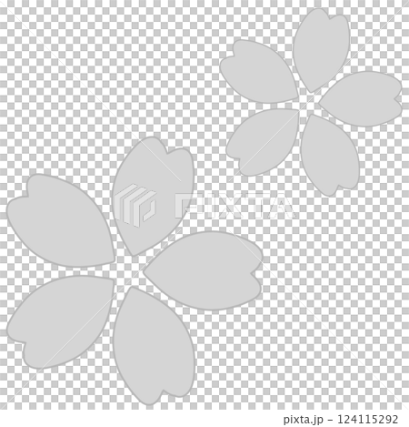 グレーのシンプルな2輪の桜の花のイラスト 124115292