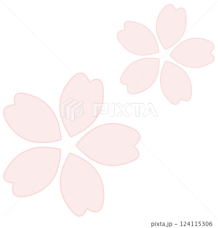 淡いピンクのシンプルな2輪の桜の花のイラスト 124115306