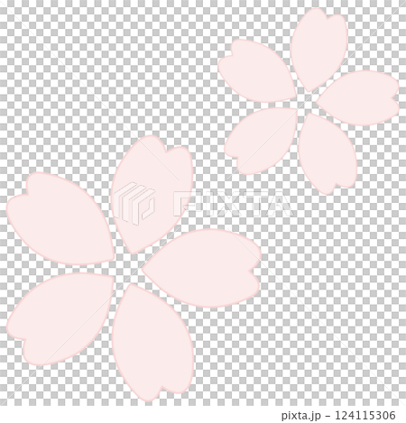 淡いピンクのシンプルな2輪の桜の花のイラスト 124115306