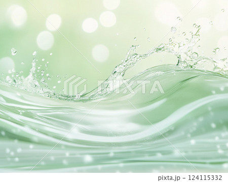 緑の水の流れる背景　AI画像 124115332