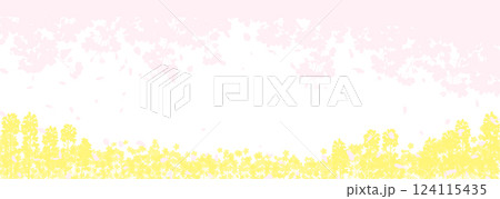 ふんわりした桜と菜の花畑のシルエット 124115435