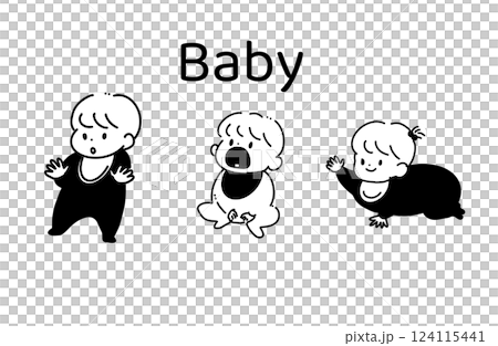 Cute baby illustration set Cute baby illustration set 124115441