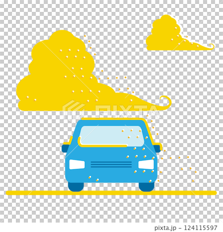 Illustration of yellow sand, PM2.5, pollen, air pollution, and dirty cars Illustration of yellow sand, PM2.5, pollen, air pollution, and dirty cars 124115597