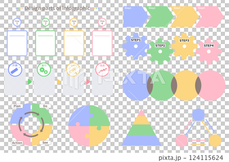 資訊圖表材料,例如基於 4 餐的時尚圖表,非常適合演示和插圖 資訊圖表材料,例如基於 4 餐的時尚圖表,非常適合演示和插圖 124115624