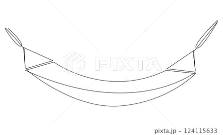 Hammock one line drawing. Minimalist trendy line art. Contour vector illustration, editable stroke Hammock one line drawing. Minimalist trendy line art. Contour vector illustration, editable stroke 124115633