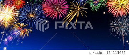 Colorful Fireworks Display Lighting Up The Night Sky For Festive Celebrations 124115685