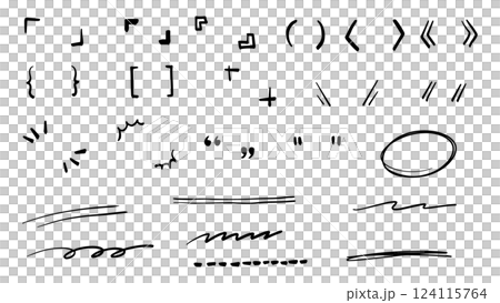 手描きのかっこと下線ベクターセット 124115764