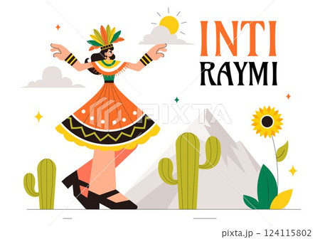 Inti Raymi Vector Illustration, Translation: Celebration of the Sun for a Traditional Religious Ceremony on June 24 in a Flat Style Cartoon Background Inti Raymi Vector Illustration, Translation: Celebration of the Sun for a Traditional Religious Ceremony on June 24 in a Flat Style Cartoon Background 124115802