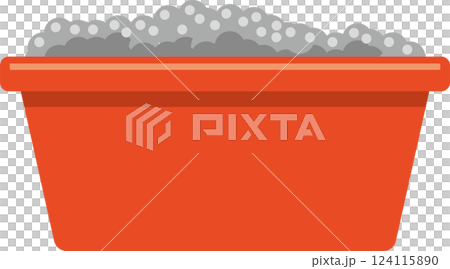 パチンコ玉が詰まったドル箱のイメージイラスト 124115890