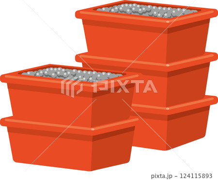パチンコ玉が詰まったドル箱のイメージイラスト 124115893