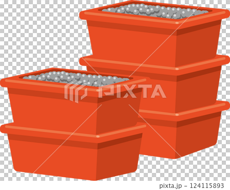 パチンコ玉が詰まったドル箱のイメージイラスト 124115893