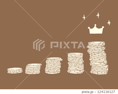 王冠がついた硬貨のイラスト（茶） 124116127