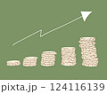 矢印がついた硬貨のイラスト（緑） 124116139