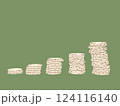 積み重なった硬貨のイラスト（緑） 124116140