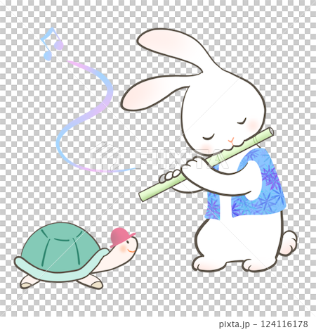 兔子給烏龜吹笛子的插圖 124116178