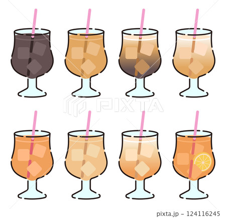コーヒーと紅茶のイラストセット2 コーヒーと紅茶のイラストセット2 124116245