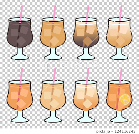 コーヒーと紅茶のイラストセット2 コーヒーと紅茶のイラストセット2 124116245