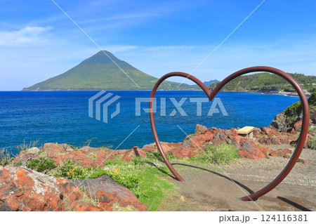 【鹿児島県】長崎鼻から望む開聞岳（指宿） 124116381