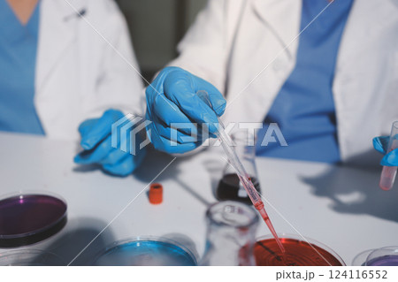 Researchers working in the clinical laboratory 124116552