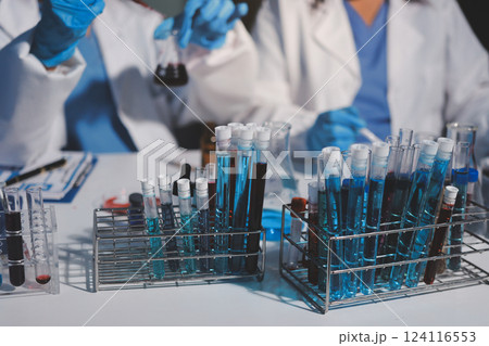 Researchers working in the clinical laboratory 124116553