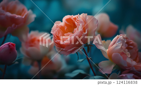 桃色の花の背景素材（Generative AI） 124116838
