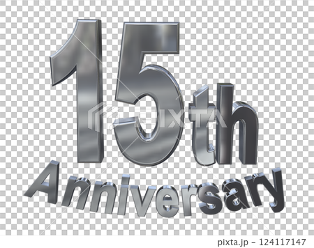 3DCG 文字“15 週年/15 週年紀念標誌閃耀” 124117147