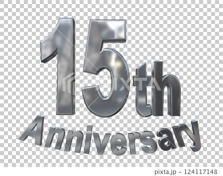3DCG 文字“15 週年/15 週年紀念標誌閃耀” 124117148