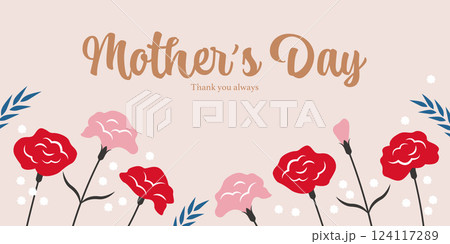 母の日の背景イラスト素材 ベクター カーネーション シンプル 124117289
