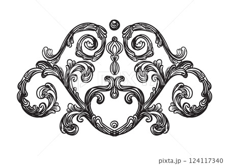 Hand drawing ornate baroque design element vector illustration 124117340