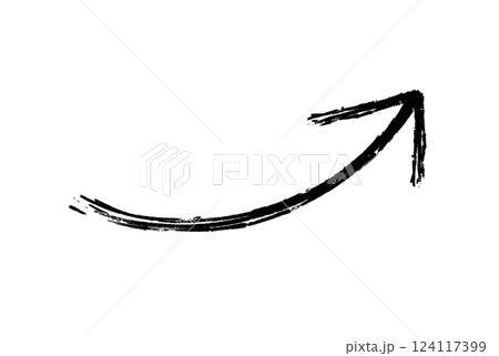 手書き 筆 ブラシ風 上昇する矢印 ベクター 黒 手書き 筆 ブラシ風 上昇する矢印 ベクター 黒 124117399
