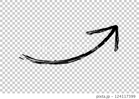 手書き 筆 ブラシ風 上昇する矢印 ベクター 黒 手書き 筆 ブラシ風 上昇する矢印 ベクター 黒 124117399