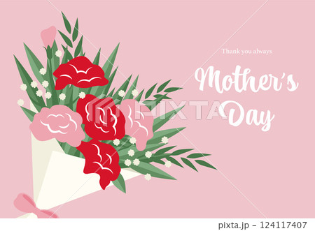 母の日の背景イラスト素材 ベクター カーネーション 花束 124117407