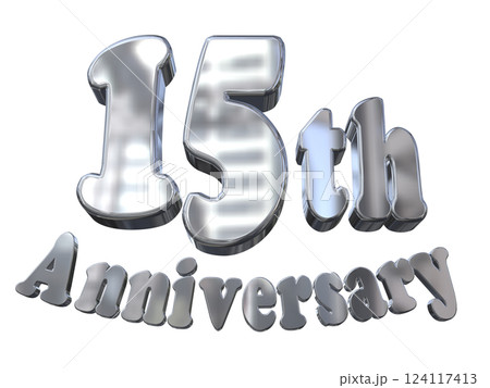 3DCG文字「15th Anniversary/15周年マークキラキラ」シルバー,銀 3DCG文字「15th Anniversary/15周年マークキラキラ」シルバー,銀 124117413