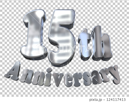 3DCG文字「15th Anniversary/15周年マークキラキラ」シルバー,銀 3DCG文字「15th Anniversary/15周年マークキラキラ」シルバー,銀 124117413