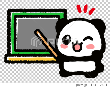 Doodle-style illustration of a cute panda teaching on a blackboard 2 124117601
