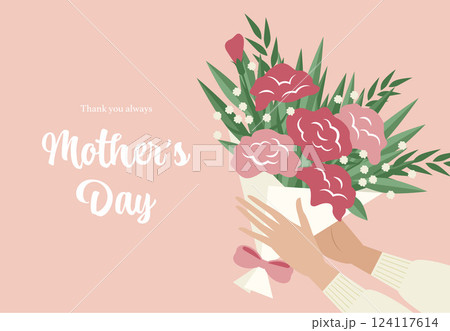 母の日の背景イラスト素材 ベクター カーネーションの花束 124117614