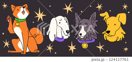 Retro doodle dog illustrations Retro doodle dog illustrations 124117761