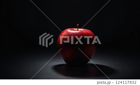 Red Apple with Minimalist Lighting against a Dark Background 124117832
