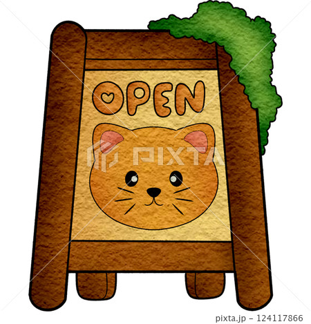 The illustration of a wooden open sign The illustration of a wooden open sign 124117866