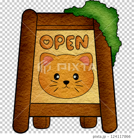 The illustration of a wooden open sign The illustration of a wooden open sign 124117866