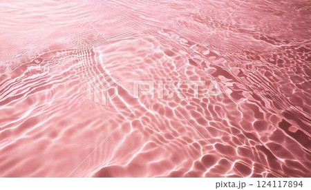 化粧水や美容液など潤いの表現　透化粧水や美容液など潤い明なピンク水でできた玉バブルが広がる美しい背景 124117894