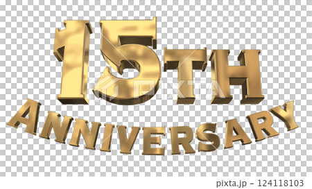 3DCG 字母“15 週年/15 週年紀念閃光”金色，金色 124118103