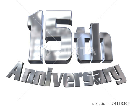 3DCG文字「15th Anniversary/15周年マークキラキラ」シルバー,銀 124118305