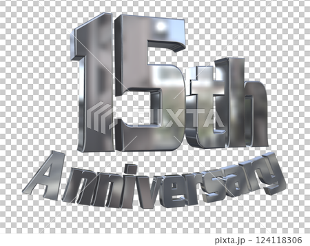 3DCG文字「15th Anniversary/15周年マークキラキラ」シルバー,銀 124118306