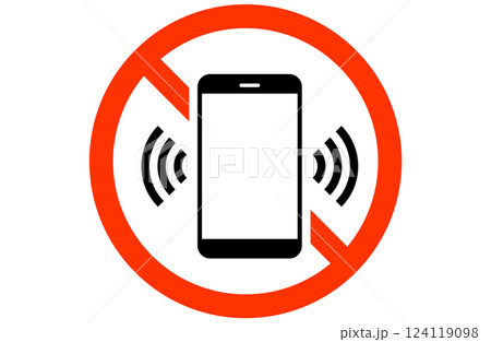 通話、通信禁止のスマートフォンのシンプルなアイコン 通話、通信禁止のスマートフォンのシンプルなアイコン 124119098