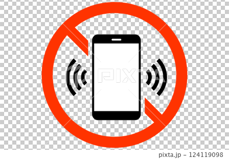 通話、通信禁止のスマートフォンのシンプルなアイコン 通話、通信禁止のスマートフォンのシンプルなアイコン 124119098
